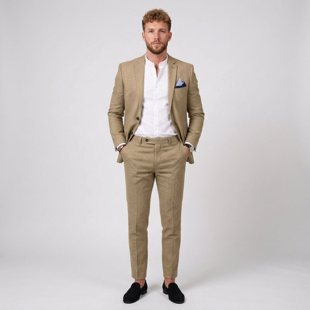 Beau | Men's Slim Fit Linen Suit, Two-Piece Suit | Animated Apparel