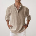 Daniel | Men's Relaxed Linen Shirt with Long Sleeves, Rolled-Cuff Summer Shirt | Animated Apparel | Khaki