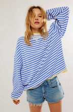 Darcy | Women's Striped Oversized Jumper, Relaxed Fit Knit Top | Animated Apparel | Oranje