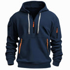 David | Men's Lightweight Hoodie with Adjustable Hood and Half-Zipper, Relaxed-Fit Hooded Jumper | Animated Apparel