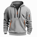 David | Men's Lightweight Hoodie with Adjustable Hood and Half-Zipper, Relaxed-Fit Hooded Jumper | Animated Apparel