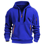 David | Men's Lightweight Hoodie with Adjustable Hood and Half-Zipper, Relaxed-Fit Hooded Jumper | Animated Apparel