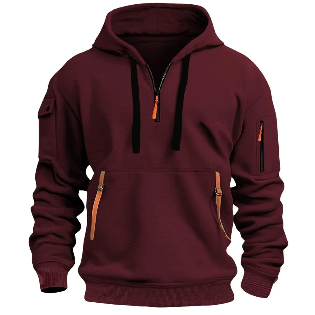 David | Men's Lightweight Hoodie with Adjustable Hood and Half-Zipper, Relaxed-Fit Hooded Jumper | Animated Apparel