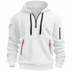 David | Men's Lightweight Hoodie with Adjustable Hood and Half-Zipper, Relaxed-Fit Hooded Jumper | Animated Apparel