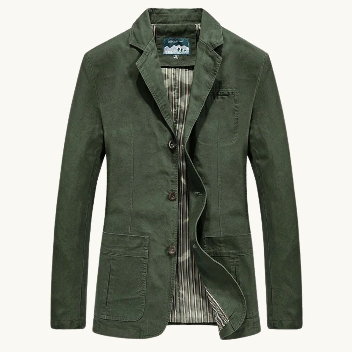 Dawson | Men's Lightweight Water-Resistant Jacket, Tailored Blazer Jacket | Animated Apparel | Army Green