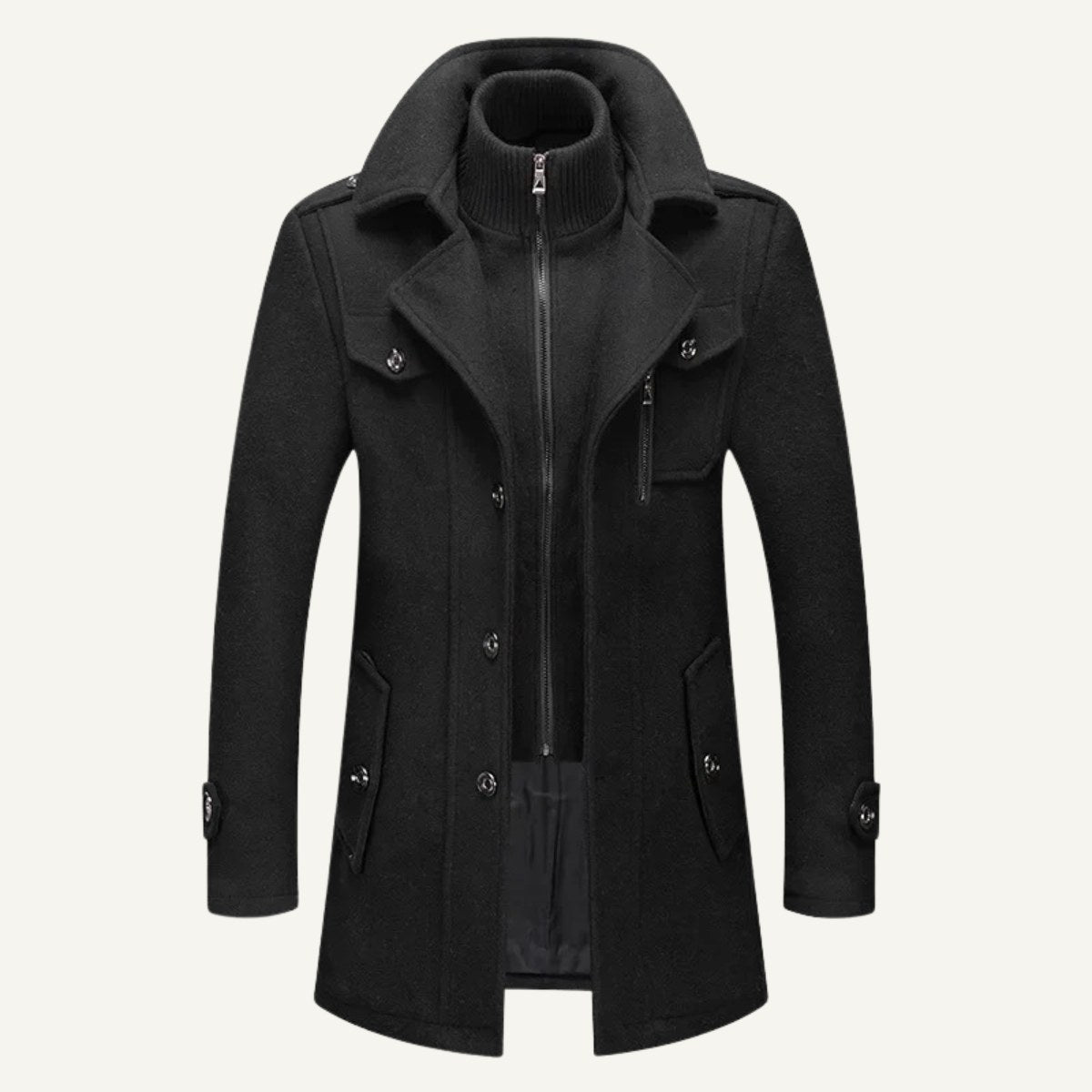 Dean | Men's Wool Blend Winter Coat, Structured Trench-Inspired Coat | Animated Apparel