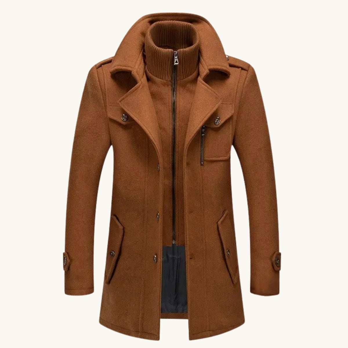 Dean | Men's Wool Blend Winter Coat, Structured Trench-Inspired Coat | Animated Apparel