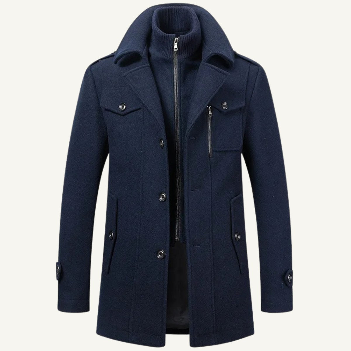Dean | Men's Wool Blend Winter Coat, Structured Trench-Inspired Coat | Animated Apparel