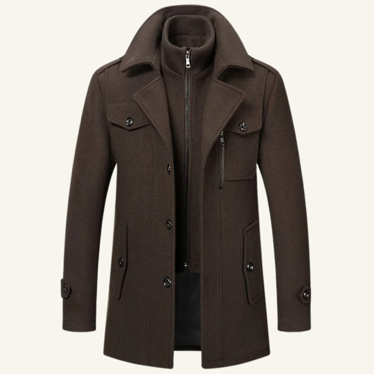 Dean | Men's Wool Blend Winter Coat, Structured Trench-Inspired Coat | Animated Apparel