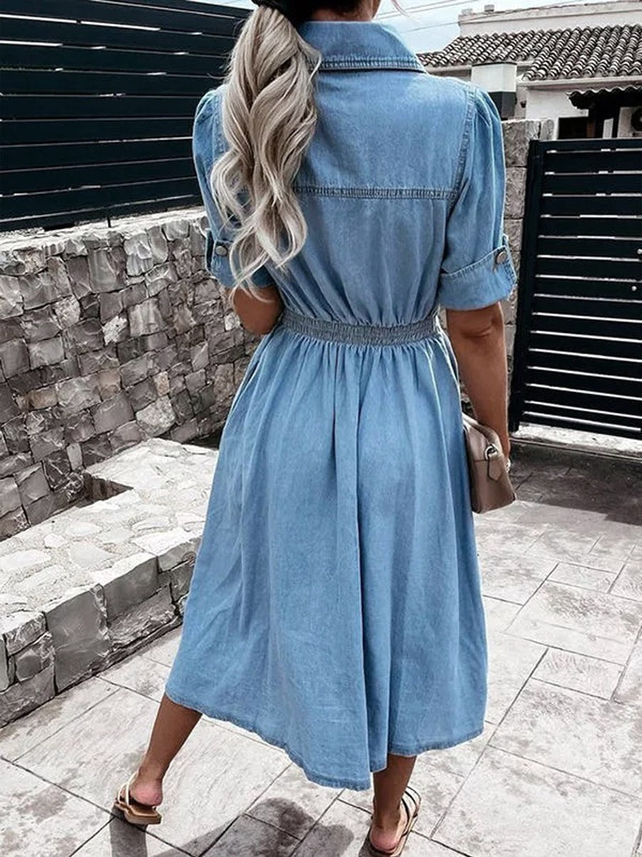 Deborah | Women's Short Sleeve Denim Shirt Dress - image 3