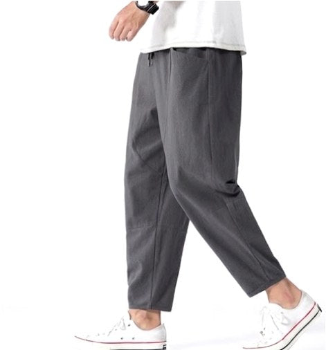 Declan | Men's Cropped Trousers with Drawstring Waist, Relaxed-Fit Casual Trousers | Animated Apparel
