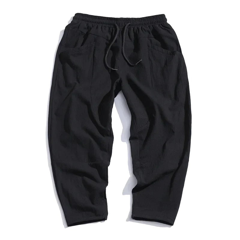 Declan | Men's Cropped Trousers with Drawstring Waist, Relaxed-Fit Casual Trousers | Animated Apparel