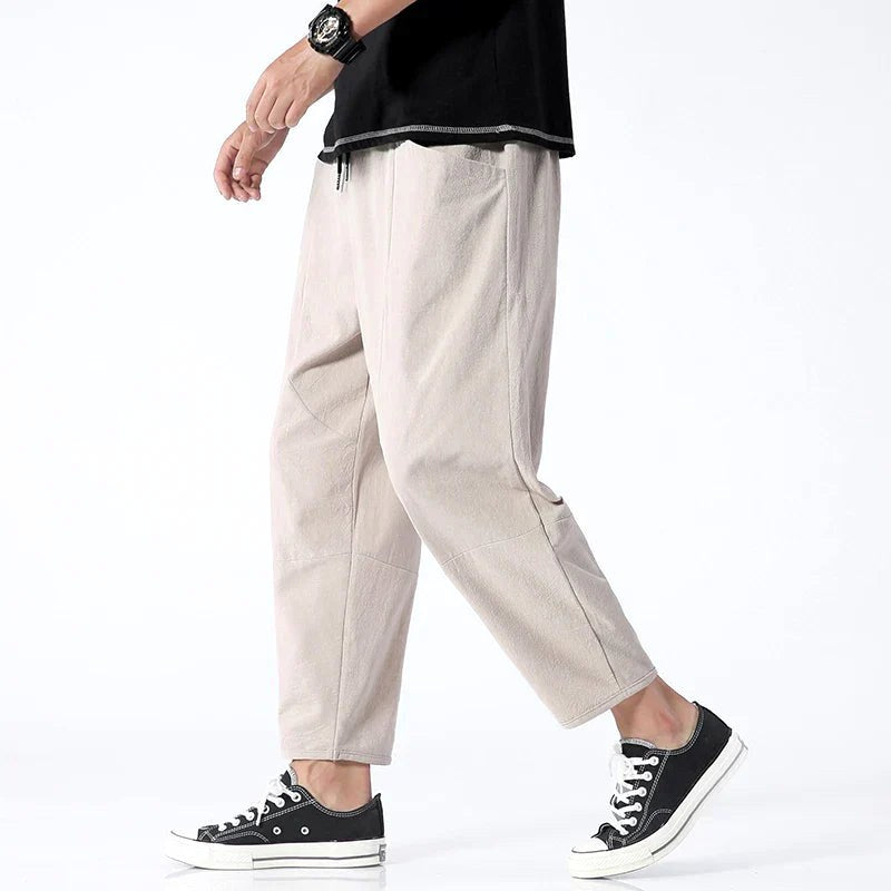 Declan | Men's Cropped Trousers with Drawstring Waist, Relaxed-Fit Casual Trousers | Animated Apparel