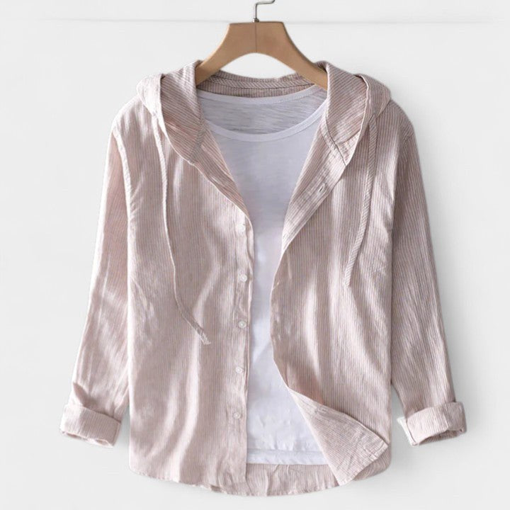 Delaney | Women's Elegant Hooded Blouse - Gray