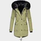 Delaney | Women's Hooded Parka Coat, Full-Length Winter Coat | Animated Apparel | Green