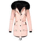 Delaney | Women's Hooded Parka Coat, Full-Length Winter Coat | Animated Apparel | Pink