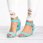 Delaney | Women's Orthopedic Wedge Sandals With Ankle Strap - Turquoise