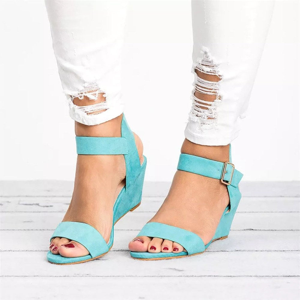 Delaney | Women's Orthopedic Wedge Sandals With Ankle Strap - Turquoise