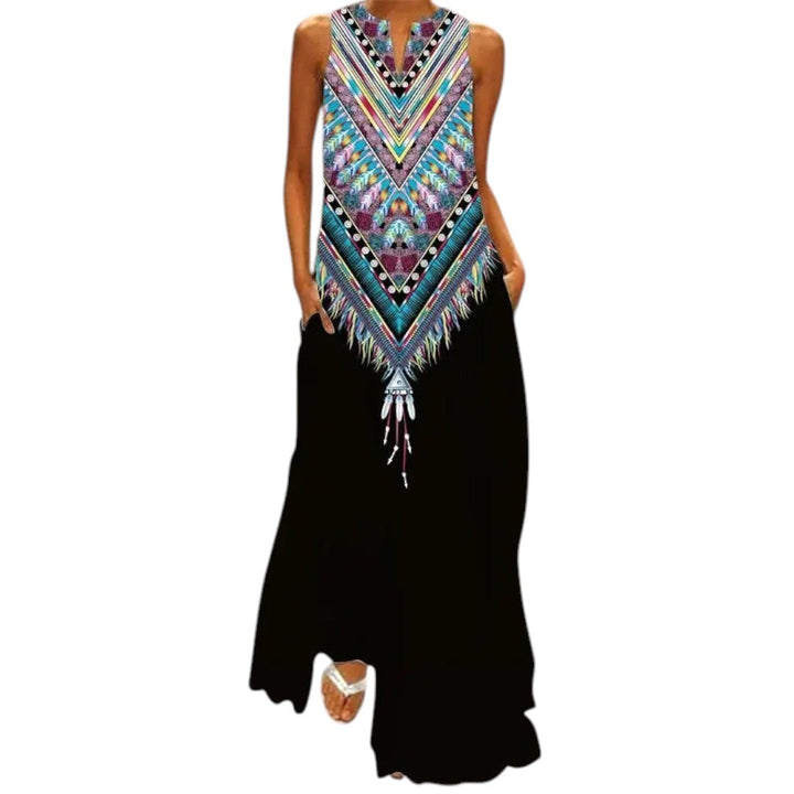 Delilah | Women's Open Neckline Maxi Dress - Black | Tribal Alt