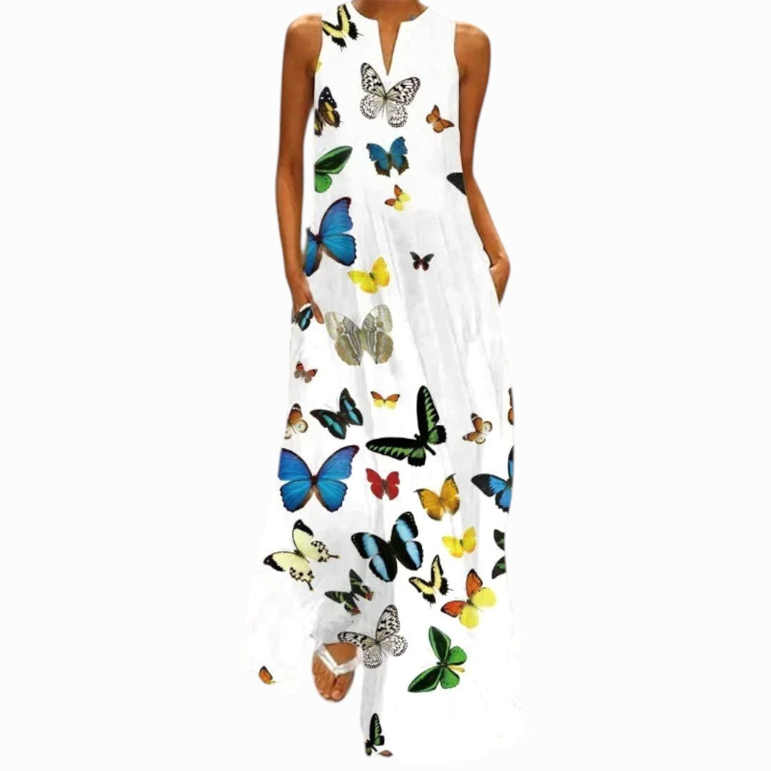 Delilah | Women's Open Neckline Maxi Dress - White | Butterfly