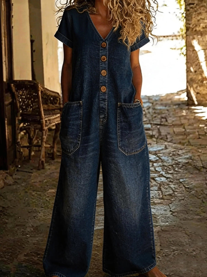 Denise | Women's Denim Jumpsuit with V-Neckline - image 1
