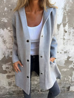 Denise | Women's Hooded Cotton-Blend Jacket, Relaxed Transitional Jacket | Animated Apparel | Brown