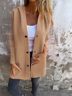 Denise | Women's Hooded Cotton-Blend Jacket, Relaxed Transitional Jacket | Animated Apparel | Dark Orange