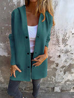 Denise | Women's Hooded Cotton-Blend Jacket, Relaxed Transitional Jacket | Animated Apparel | Purple