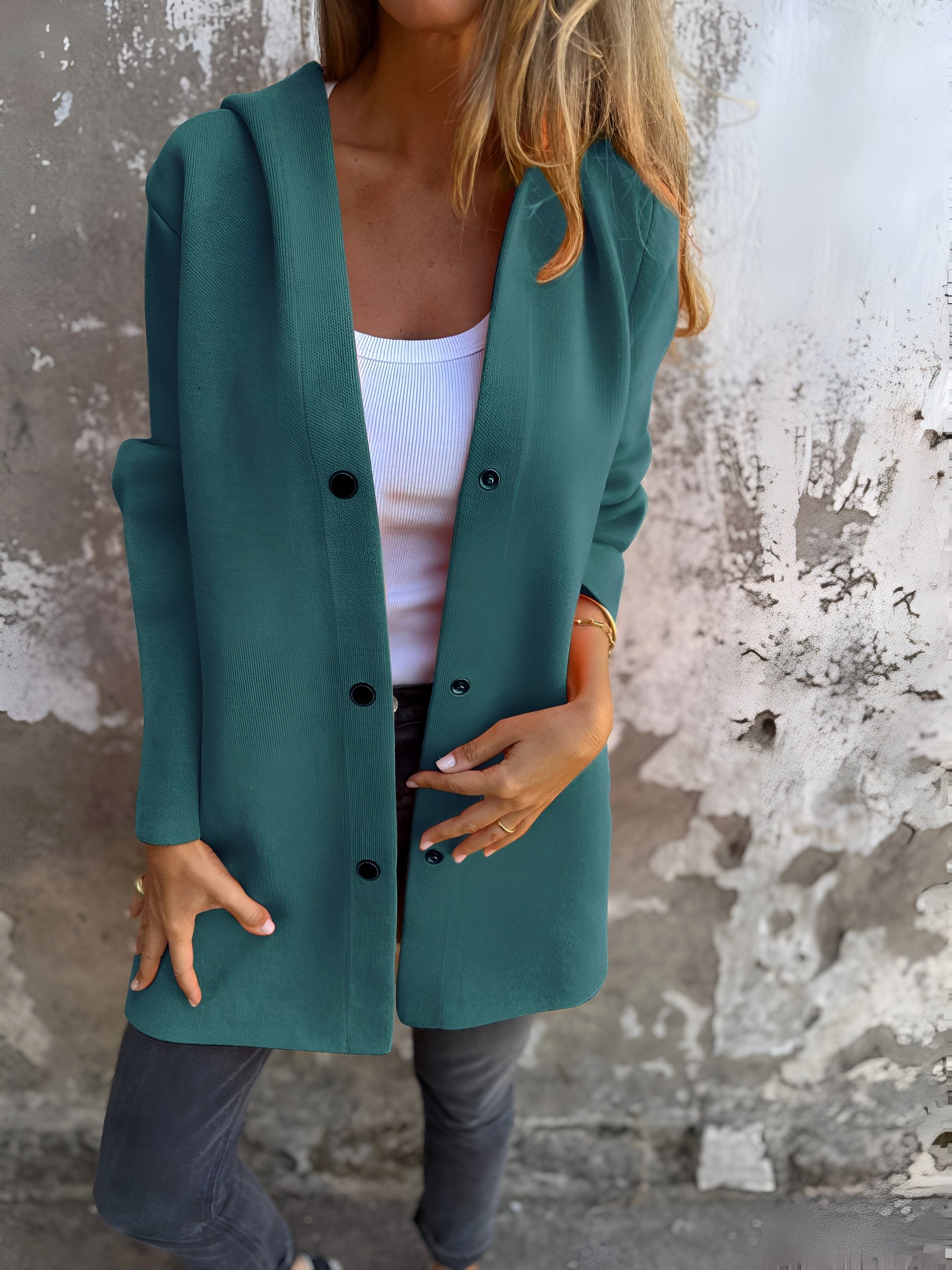 Denise | Women's Hooded Cotton-Blend Jacket, Relaxed Transitional Jacket | Animated Apparel | Purple