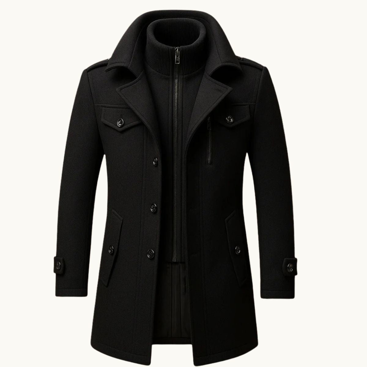 Derek | Women's Tailored Warm Coat, Structured Autumn Coat | Animated Apparel | Black