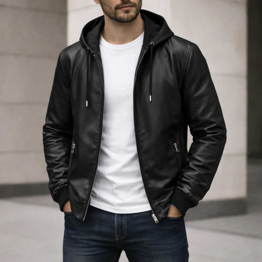 Devin | Men's Hooded Jacket with Clean Lines, Structured Autumn Jacket | Animated Apparel
