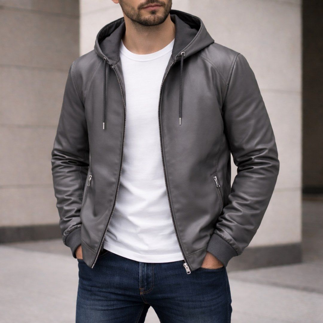 Devin | Men's Hooded Jacket with Clean Lines, Structured Autumn Jacket | Animated Apparel