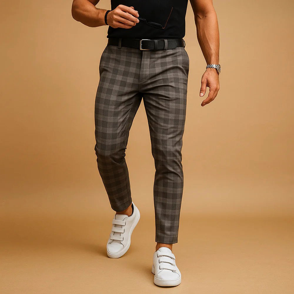 Dominic | Men's Check Trousers, Modern Tailored Trousers | Animated Apparel