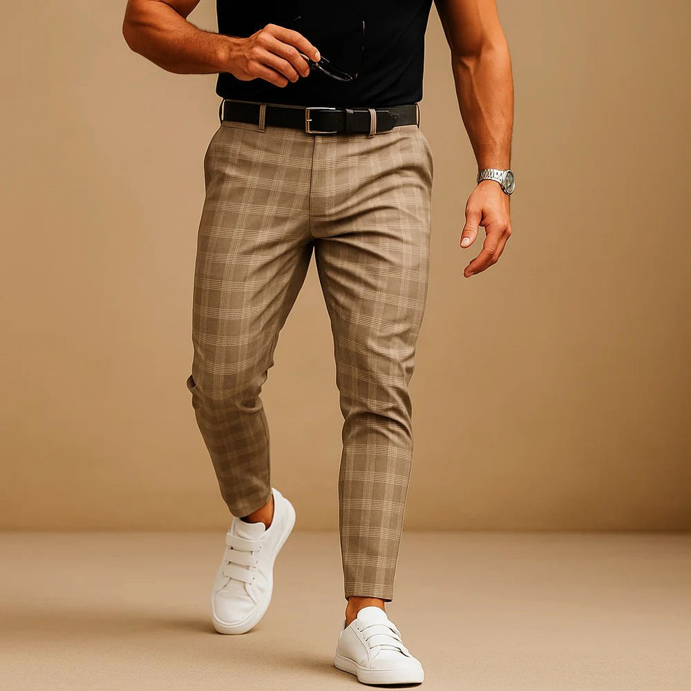 Dominic | Men's Check Trousers, Modern Tailored Trousers | Animated Apparel