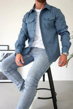 Dominic | Men's Long Sleeve Button-Up Shirt Jacket, Relaxed-Fit Overshirt | Animated Apparel
