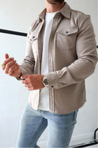 Dominic | Men's Long Sleeve Button-Up Shirt Jacket, Relaxed-Fit Overshirt | Animated Apparel
