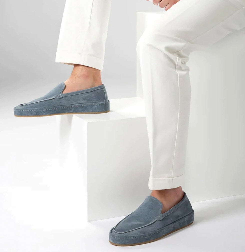 Bennett | Men's Slip-On Loafers with Cushioned Sole, Smart Casual Loafers | Animated Apparel | Light Blue