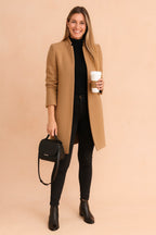 Dominique | Women's Minimalist Fitted Coat, Lightweight Everyday Coat | Animated Apparel