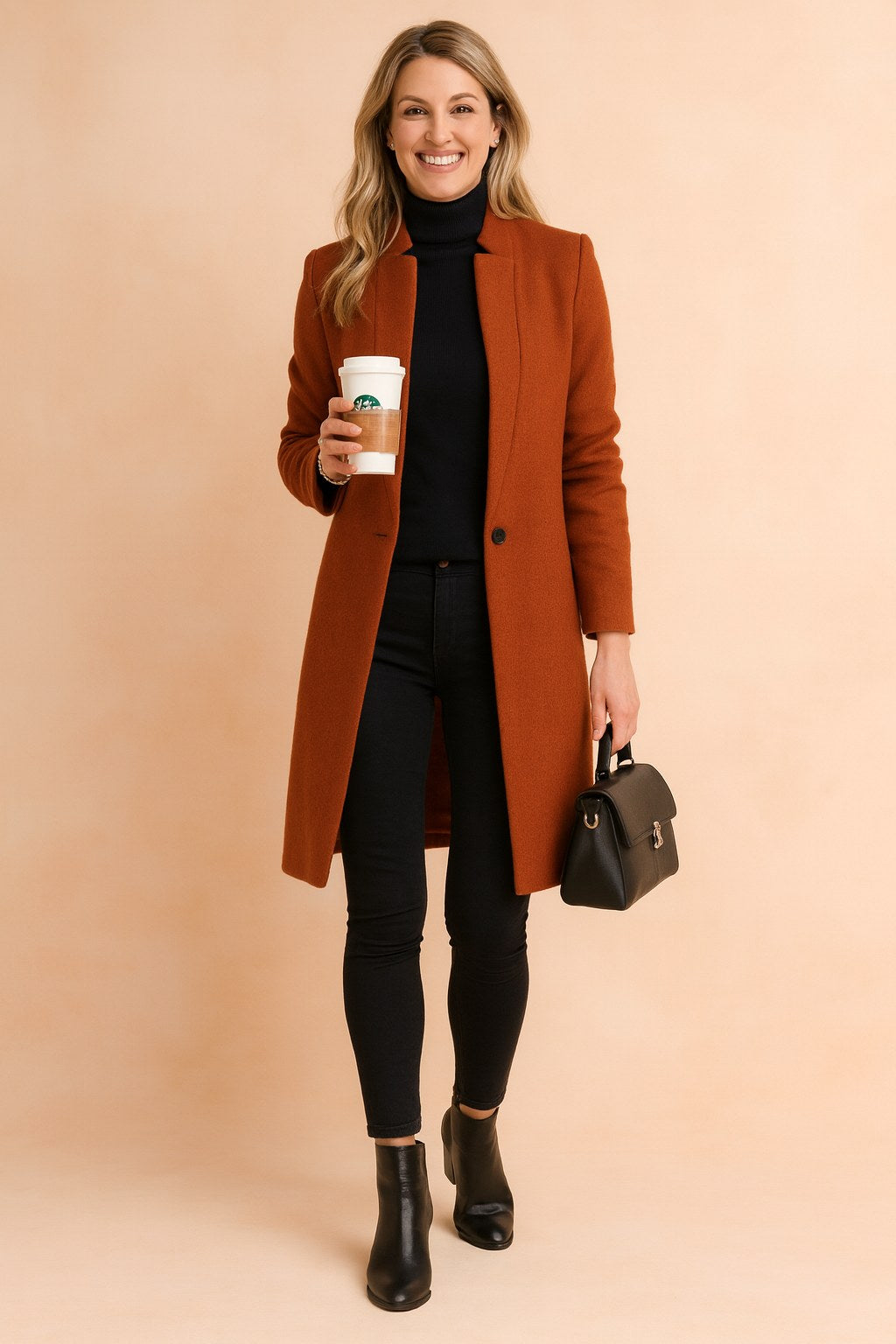 Dominique | Women's Minimalist Fitted Coat, Lightweight Everyday Coat | Animated Apparel