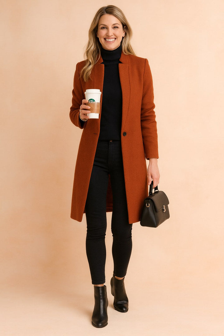 Dominique | Women's Minimalist Fitted Coat, Lightweight Everyday Coat | Animated Apparel