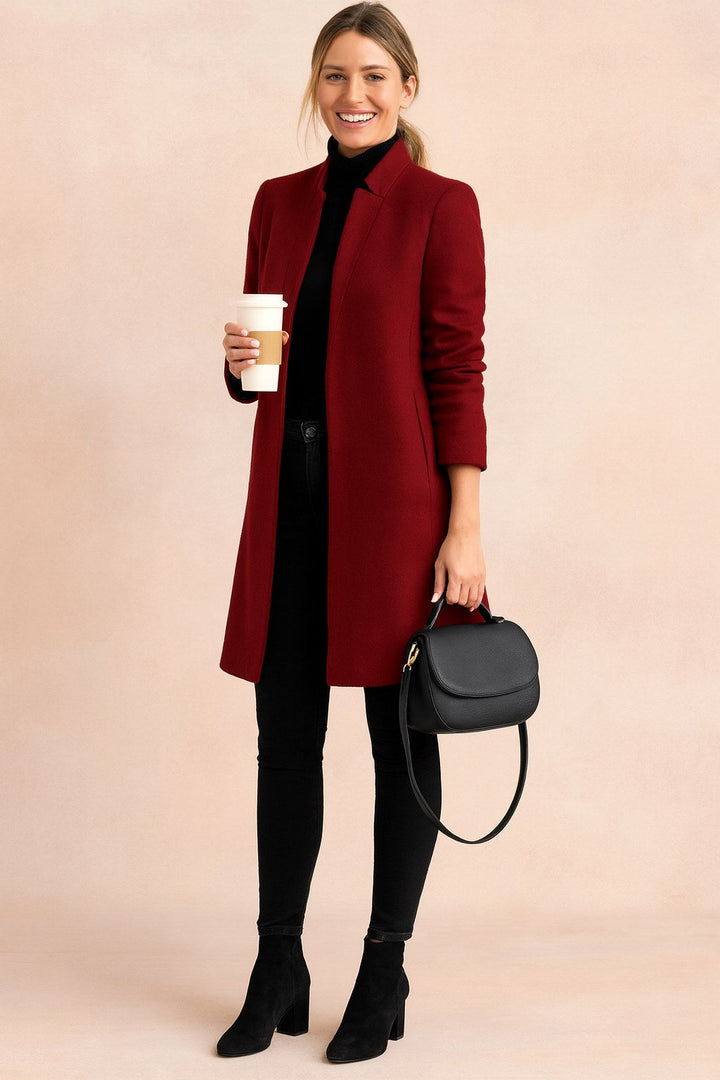 Dominique | Women's Minimalist Fitted Coat, Lightweight Everyday Coat | Animated Apparel