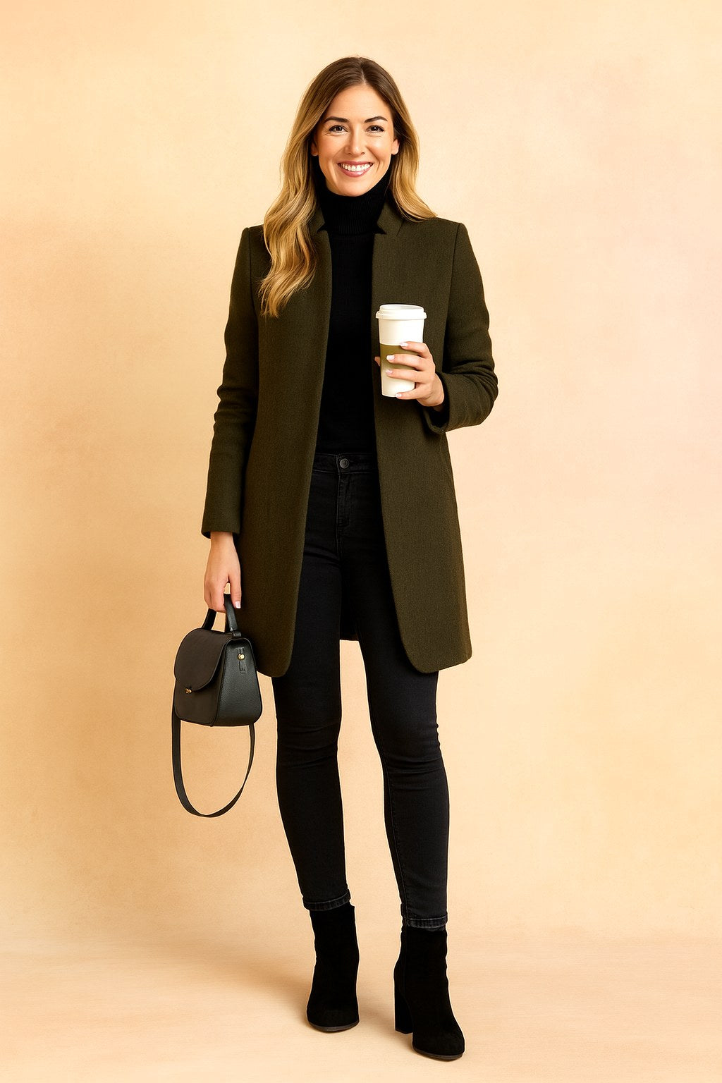 Dominique | Women's Minimalist Fitted Coat, Lightweight Everyday Coat | Animated Apparel