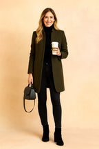 Dominique | Women's Minimalist Fitted Coat, Lightweight Everyday Coat | Animated Apparel