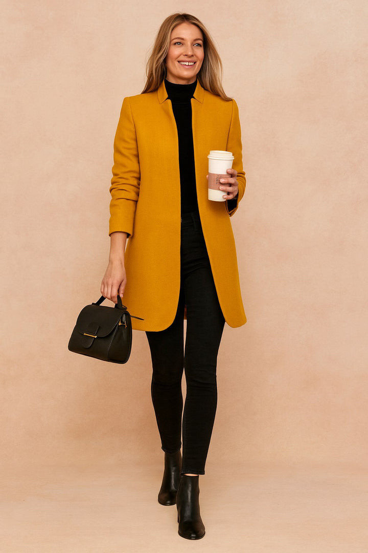 Dominique | Women's Minimalist Fitted Coat, Lightweight Everyday Coat | Animated Apparel