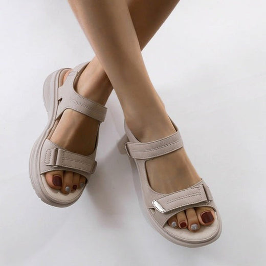 Donatella | Women's Orthopedic Flat Strap Sandals - Beige
