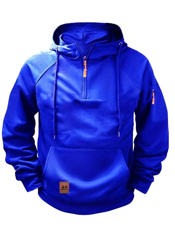 Dylan | Men's Half-Zip Hooded Pullover, Kangaroo Pocket Hoodie | Animated Apparel