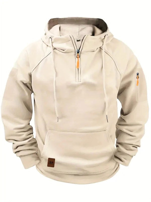 Dylan | Men's Half-Zip Hooded Pullover, Kangaroo Pocket Hoodie | Animated Apparel