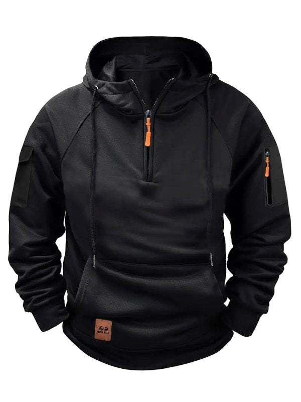 Dylan | Men's Half-Zip Hooded Pullover, Kangaroo Pocket Hoodie | Animated Apparel | Navy
