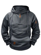 Dylan | Men's Half-Zip Hooded Pullover, Kangaroo Pocket Hoodie | Animated Apparel | Red