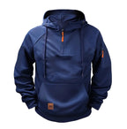 Dylan | Men's Half-Zip Hooded Pullover, Kangaroo Pocket Hoodie | Animated Apparel | Blue